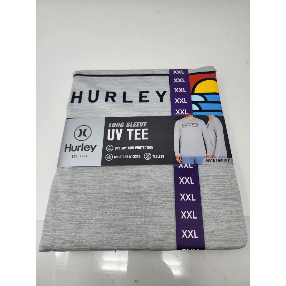 Hurley Mens Long Sleeve UV Tee Gray Polyester Blend Athletic Size XXL